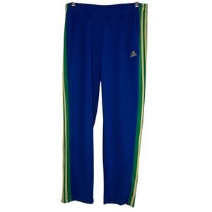 Adidas 3 Stripe Track Pants Mens 2XL Royal Blue Yellow Green Side Zip Y2K